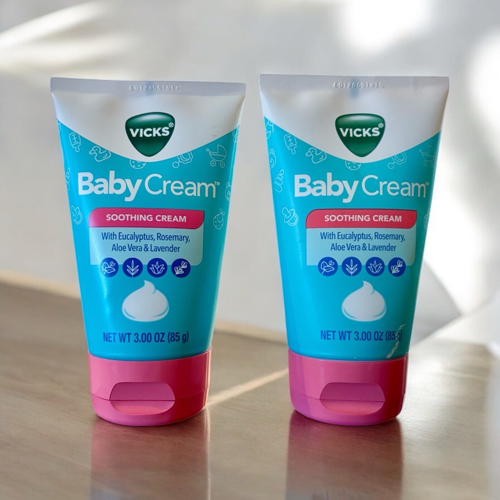 🛍️ x2 Vicks Baby Soothing Cream with Eucalyptus, Rosemary, Aloe Vera, & Lavender